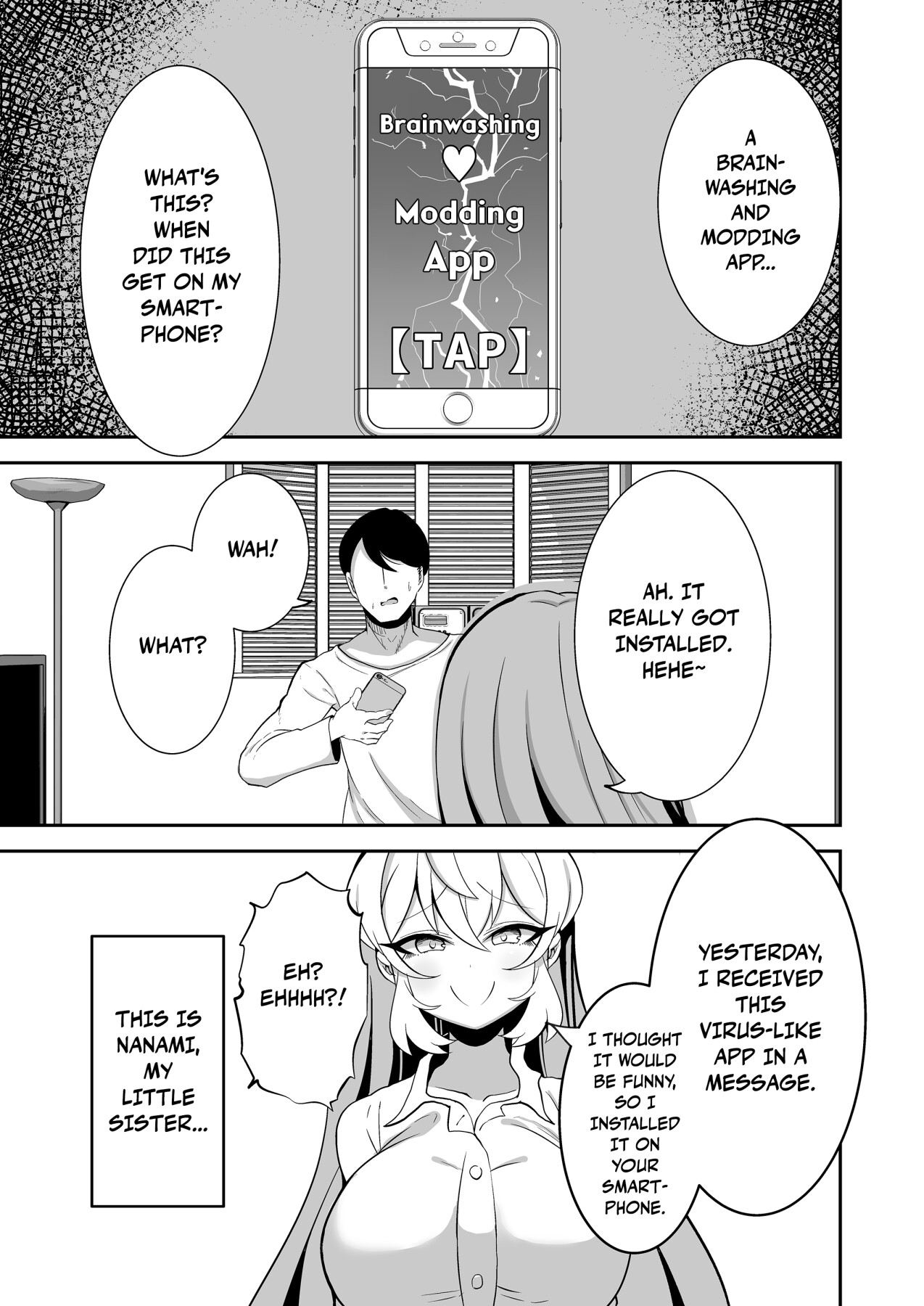 Hentai Manga Comic-Using a Brainwashing and Modding App to Turn My Cheeky Little Sister Into a Convenient Onahole-Read-2